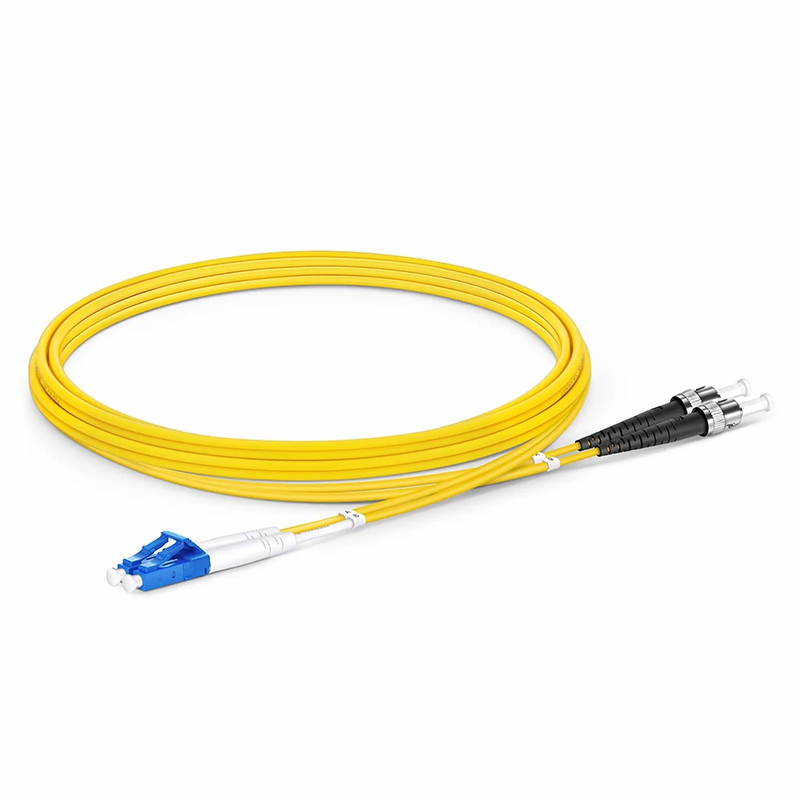 2m (7ft) Fiber Patch Cable, 2 Fibers, LC UPC Duplex to ST UPC, Single Mode (OS2), Riser (OFNR), 2.0mm, Tight-Buffered, Yellow