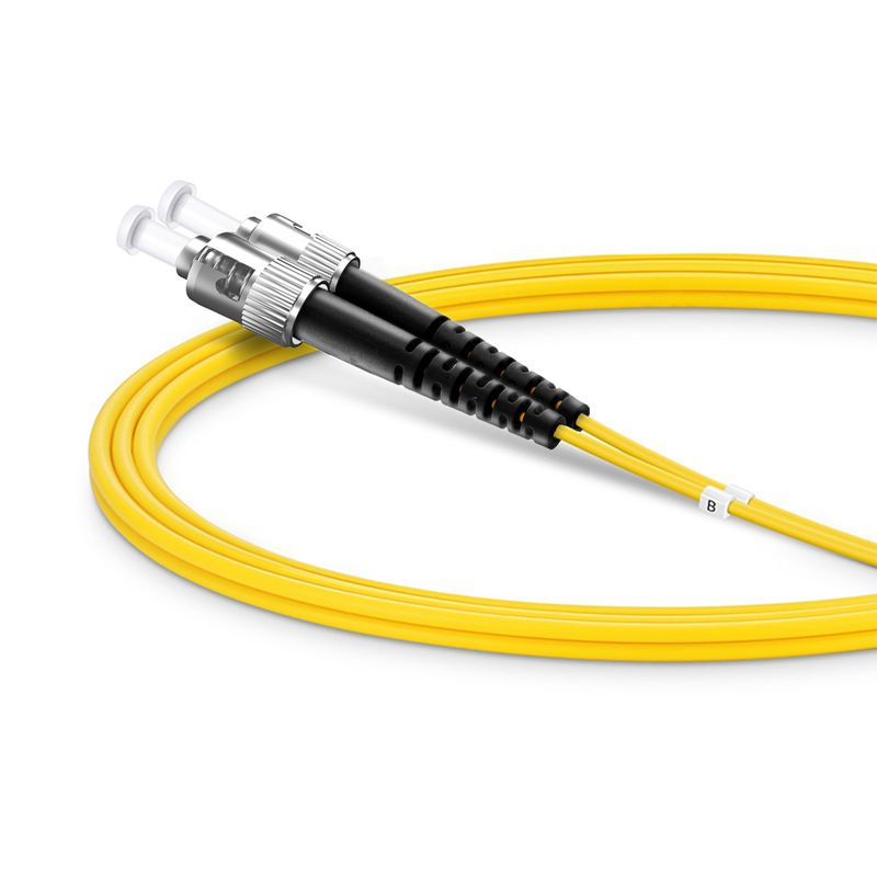 1m (3ft) Fiber Patch Cable, 2 Fibers, LC UPC Duplex to ST UPC, Single Mode (OS2), Riser (OFNR), 2.0mm, Tight-Buffered, Yellow