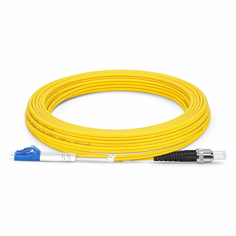 5m (16ft) Fiber Patch Cable, 2 Fibers, LC UPC Duplex to ST UPC, Single Mode (OS2), Riser (OFNR), 2.0mm, Tight-Buffered, Yellow