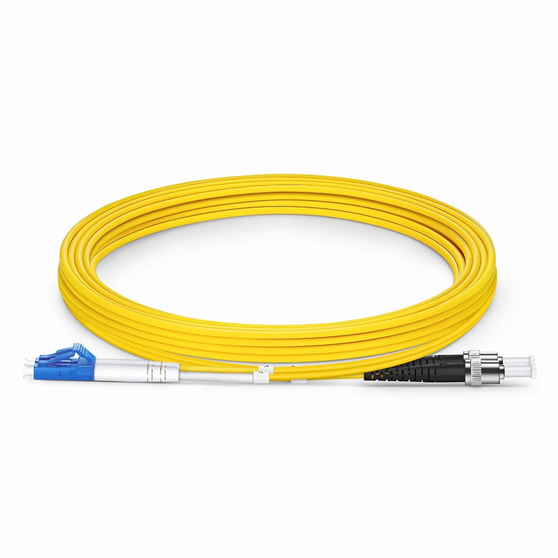 3m (10ft) Fiber Patch Cable, 2 Fibers, LC UPC Duplex to ST UPC, Single Mode (OS2), Riser (OFNR), 2.0mm, Tight-Buffered, Yellow