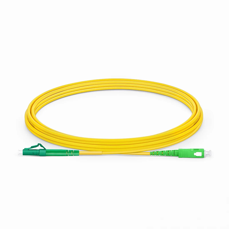 3m (10ft) Fiber Patch Cable, 1 Fiber, LC APC Simplex to SC APC Simplex, Single Mode (OS2), Riser (OFNR), 2.0mm, Tight-Buffered, Yellow