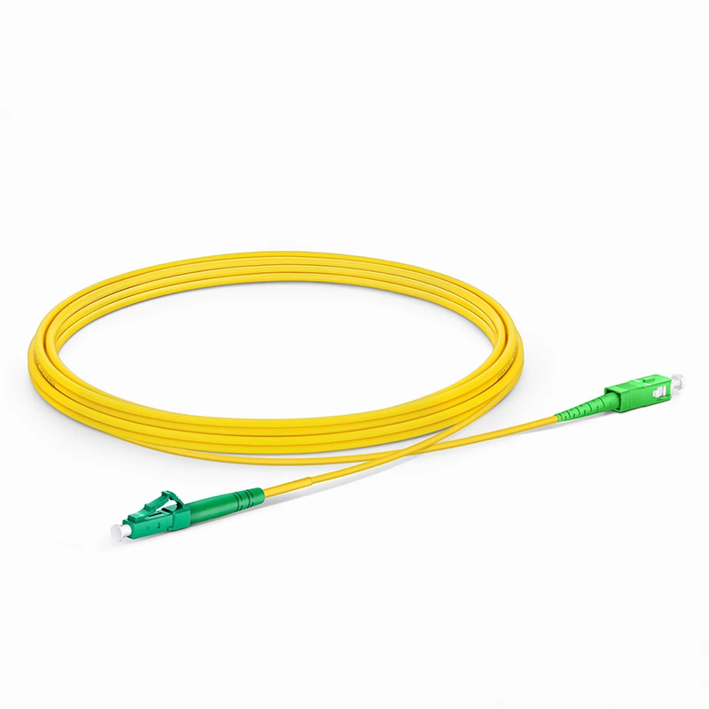 3m (10ft) Fiber Patch Cable, 1 Fiber, LC APC Simplex to SC APC Simplex, Single Mode (OS2), Riser (OFNR), 2.0mm, Tight-Buffered, Yellow