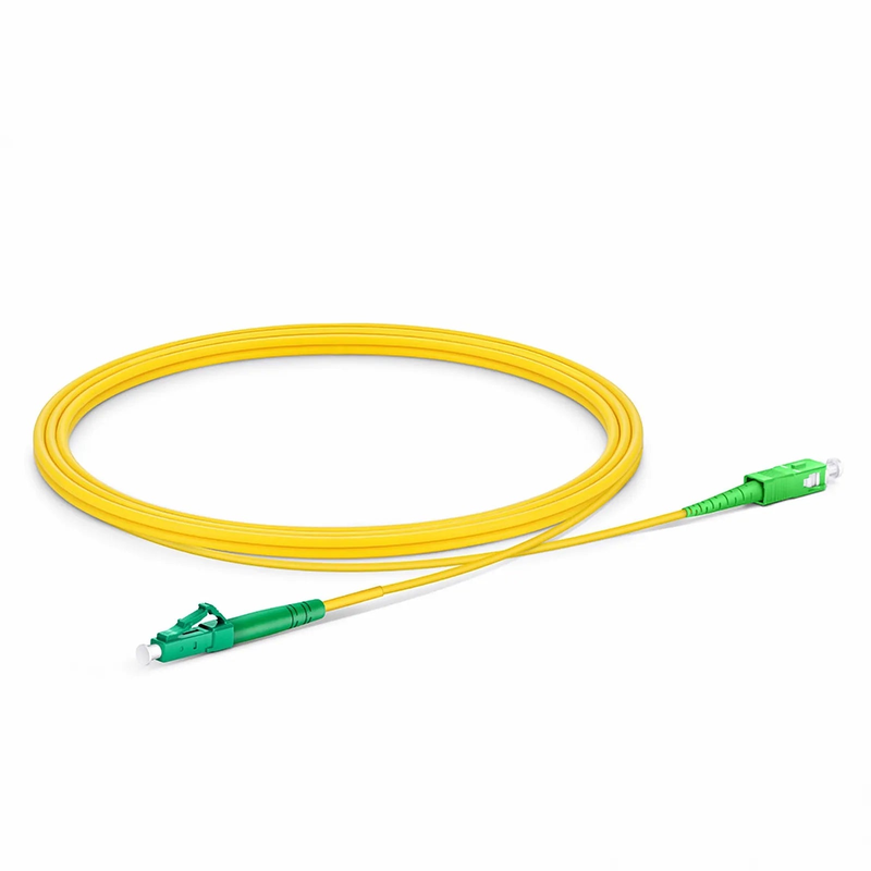 2m (7ft) Fiber Patch Cable, 1 Fiber, LC APC Simplex to SC APC Simplex, Single Mode (OS2), Riser (OFNR), 2.0mm, Tight-Buffered, Yellow