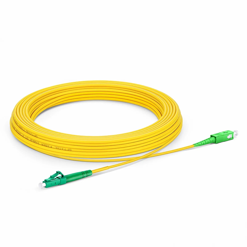 10m (33ft) Fiber Patch Cable, 1 Fiber, LC APC Simplex to SC APC Simplex, Single Mode (OS2), Riser (OFNR), 2.0mm, Tight-Buffered, Yellow