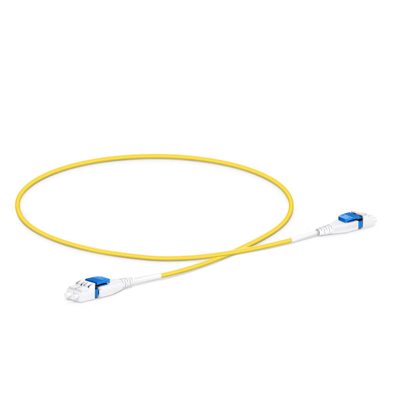 0.5m (1.6ft) Fiber Patch Cable, 2 Fibers, LC UPC Duplex to LC UPC Duplex Flat Clip Uniboot, Single Mode (OS2), Riser (OFNR), 2.0mm, Yellow