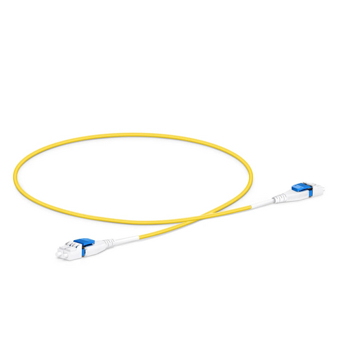 0.5m (1.6ft) Fiber Patch Cable, 2 Fibers, LC UPC Duplex to LC UPC Duplex Flat Clip Uniboot, Single Mode (OS2), Riser (OFNR), 2.0mm, Yellow