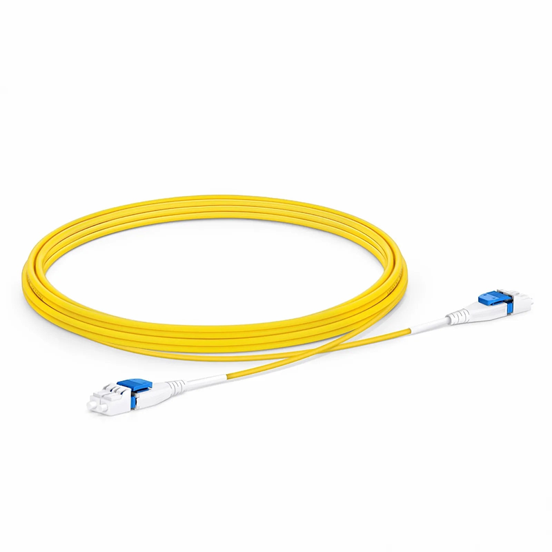 3m (10ft) Fiber Patch Cable, 2 Fibers, LC UPC Duplex to LC UPC Duplex Flat Clip Uniboot, Single Mode (OS2), Riser (OFNR), 2.0mm, Yellow