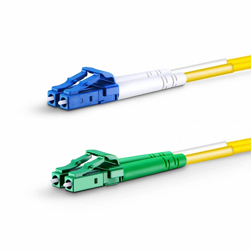 3m (10ft) Fiber Patch Cable, 2 Fibers, LC UPC Duplex to LC APC Duplex, Single Mode (OS2), Riser (OFNR), 2.0mm, Tight-Buffered, Yellow