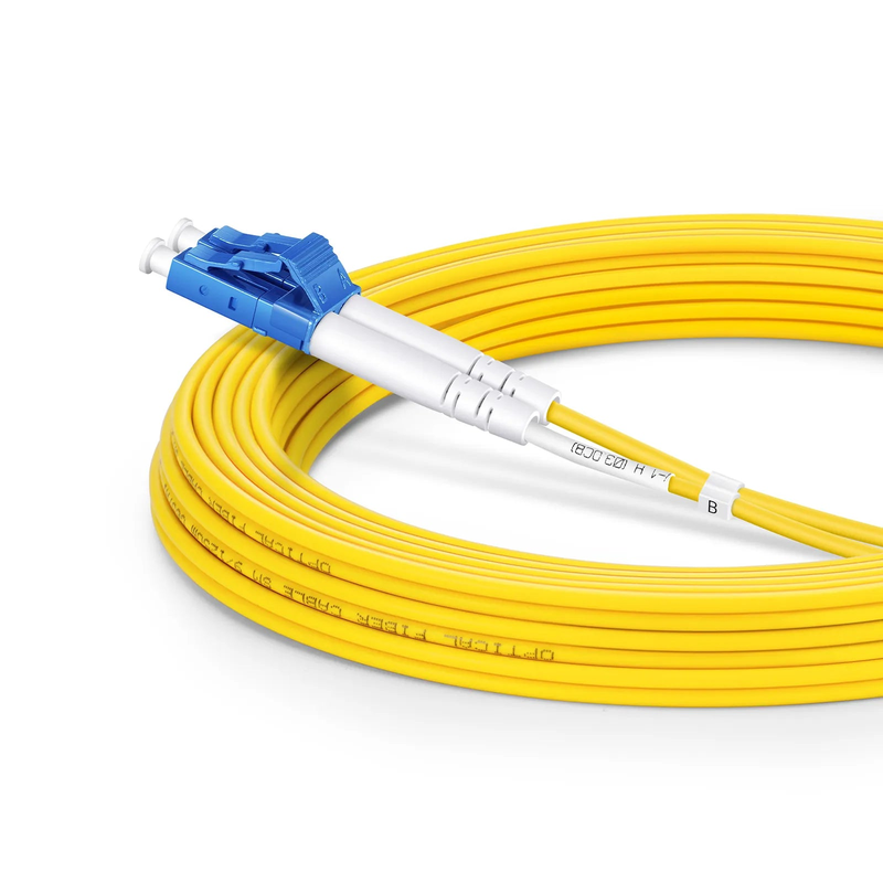 5m (16ft) Fiber Patch Cable, 2 Fibers, LC UPC Duplex to LC APC Duplex, Single Mode (OS2), Riser (OFNR), 2.0mm, Tight-Buffered, Yellow