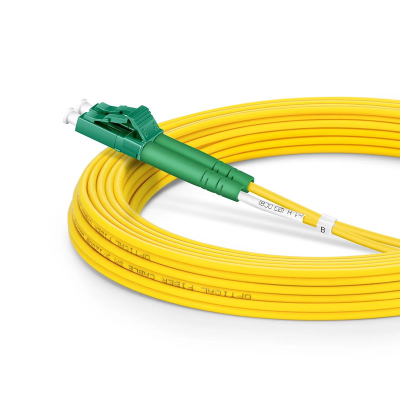 5m (16ft) Fiber Patch Cable, 2 Fibers, LC UPC Duplex to LC APC Duplex, Single Mode (OS2), Riser (OFNR), 2.0mm, Tight-Buffered, Yellow