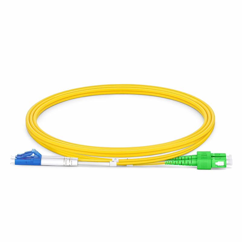 1m (3ft) Fiber Patch Cable, 2 Fibers, LC UPC Duplex to SC APC Duplex, Single Mode (OS2), Riser (OFNR), 2.0mm, Tight-Buffered, Yellow