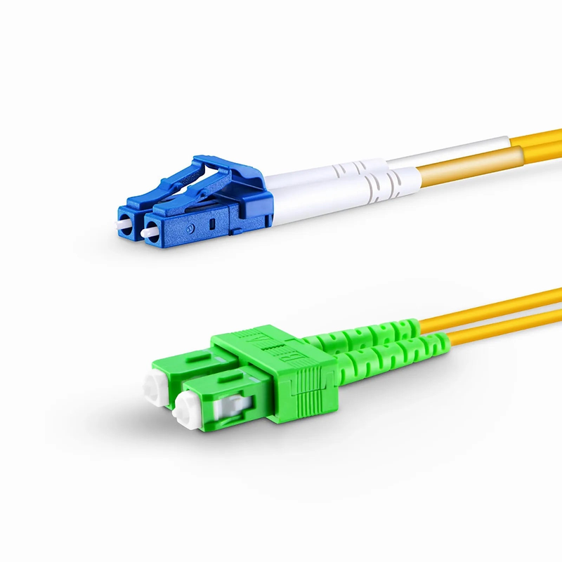 1m (3ft) Fiber Patch Cable, 2 Fibers, LC UPC Duplex to SC APC Duplex, Single Mode (OS2), Riser (OFNR), 2.0mm, Tight-Buffered, Yellow