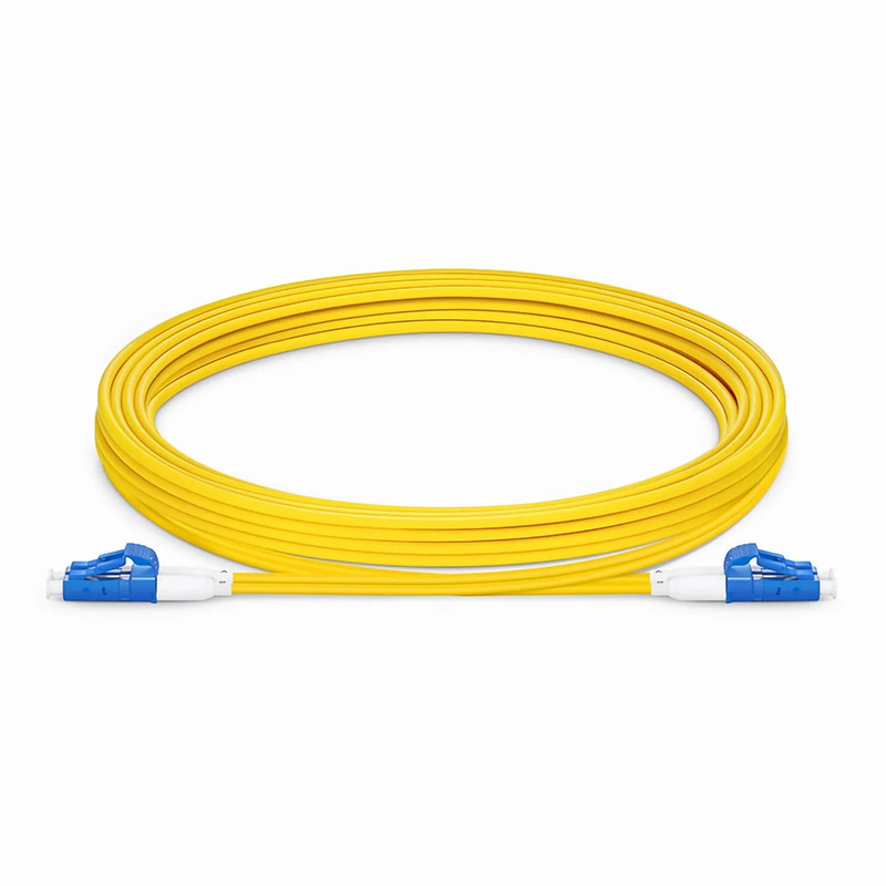 3m (10ft) Fiber Patch Cable, 2 Fibers, Short Boot, LC UPC Duplex to LC UPC Duplex, Single Mode (OS2), Riser (OFNR), 2.0mm, Tight-Buffered, Yellow