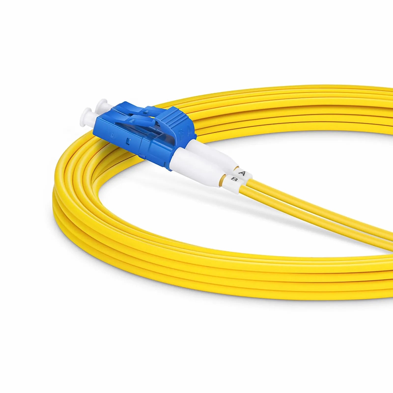 3m (10ft) Fiber Patch Cable, 2 Fibers, Short Boot, LC UPC Duplex to LC UPC Duplex, Single Mode (OS2), Riser (OFNR), 2.0mm, Tight-Buffered, Yellow
