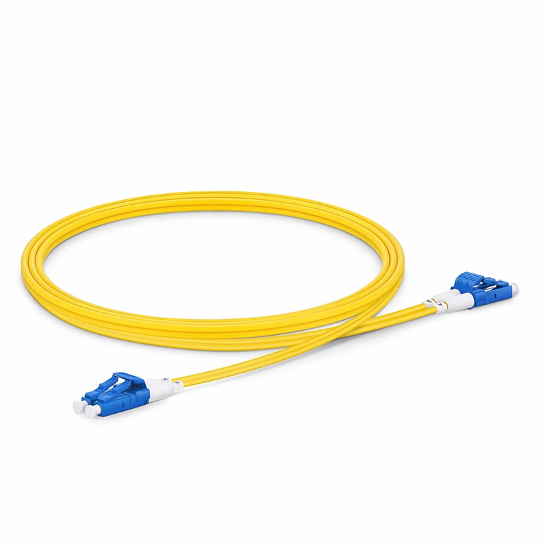 1.5m (5ft) Fiber Patch Cable, 2 Fibers, Short Boot, LC UPC Duplex to LC UPC Duplex, Single Mode (OS2), Riser (OFNR), 2.0mm, Tight-Buffered, Yellow