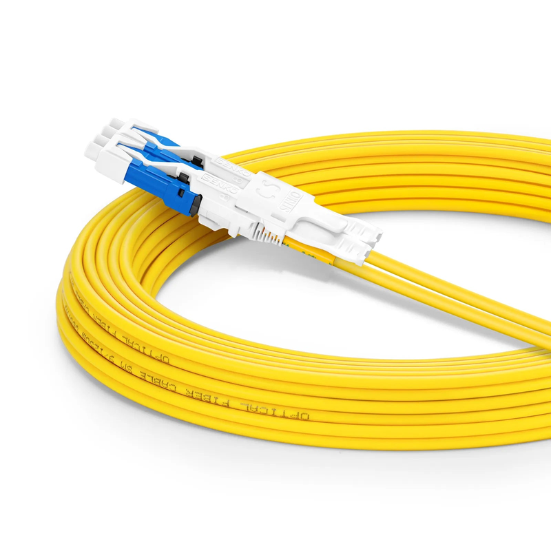 5m (16ft) Fiber Patch Cable, 4 Fibers, 2 x CS™ UPC Duplex to 2 x LC UPC Duplex Flat Clip Uniboot, Single Mode (OS2), Riser (OFNR), 2.0mm, Yellow, for 200/400/800G Network Connection