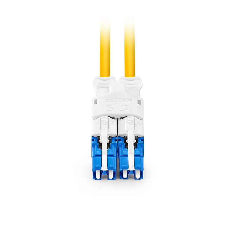5m (16ft) Fiber Patch Cable, 4 Fibers, 2 x CS™ UPC Duplex to 2 x LC UPC Duplex Flat Clip Uniboot, Single Mode (OS2), Riser (OFNR), 2.0mm, Yellow, for 200/400/800G Network Connection