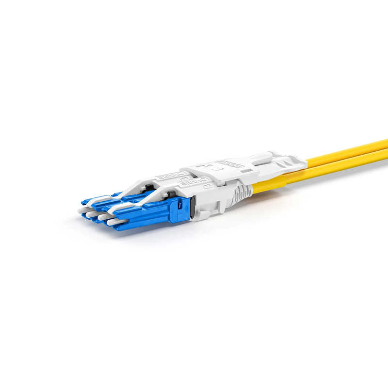 5m (16ft) Fiber Patch Cable, 4 Fibers, 2 x CS™ UPC Duplex to 2 x LC UPC Duplex Flat Clip Uniboot, Single Mode (OS2), Riser (OFNR), 2.0mm, Yellow, for 200/400/800G Network Connection