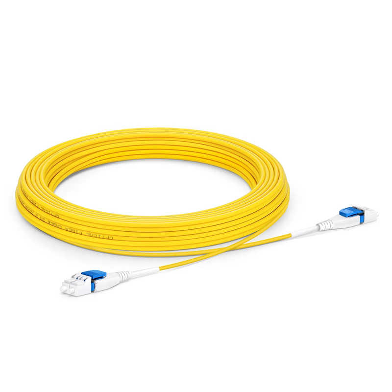 10m (33ft) Fiber Patch Cable, 2 Fibers, LC UPC Duplex to LC UPC Duplex Flat Clip Uniboot, Single Mode (OS2), LSZH, 2.0mm,Yellow
