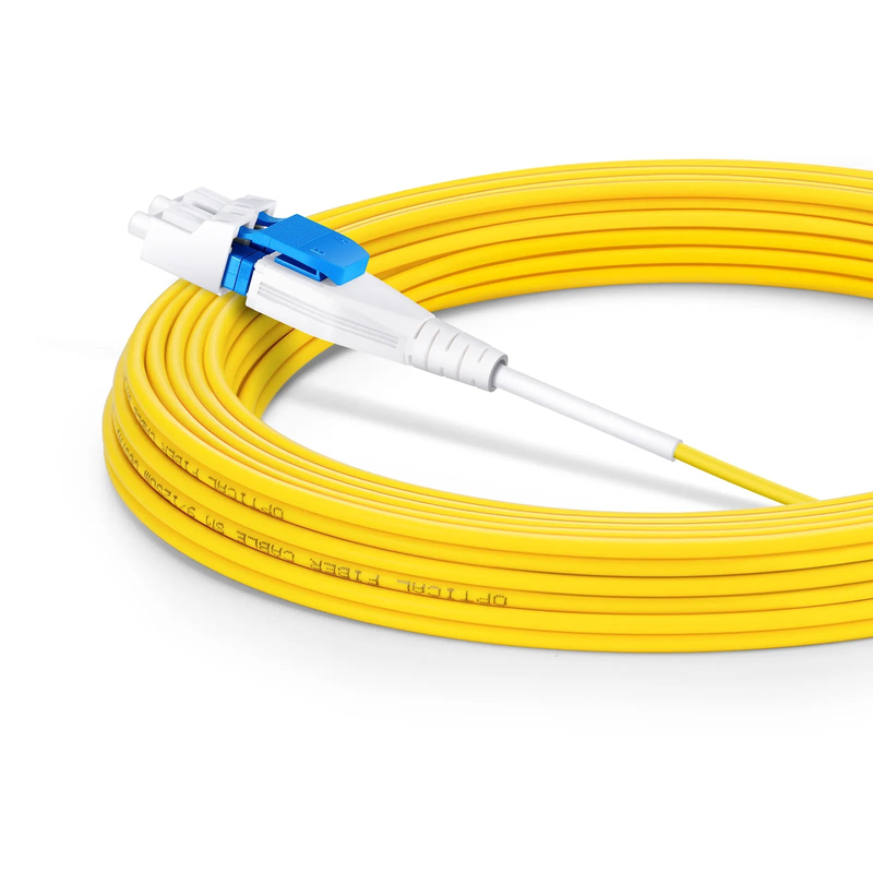 10m (33ft) Fiber Patch Cable, 2 Fibers, LC UPC Duplex to LC UPC Duplex Flat Clip Uniboot, Single Mode (OS2), LSZH, 2.0mm,Yellow