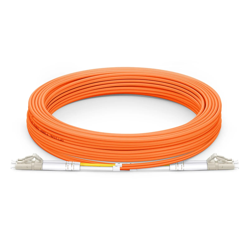 30m (98ft) Fiber Patch Cable, 2 Fibers, LC UPC Duplex to LC UPC Duplex, Multimode (OM2), Riser (OFNR), 2.0mm, Tight-Buffered, Orange