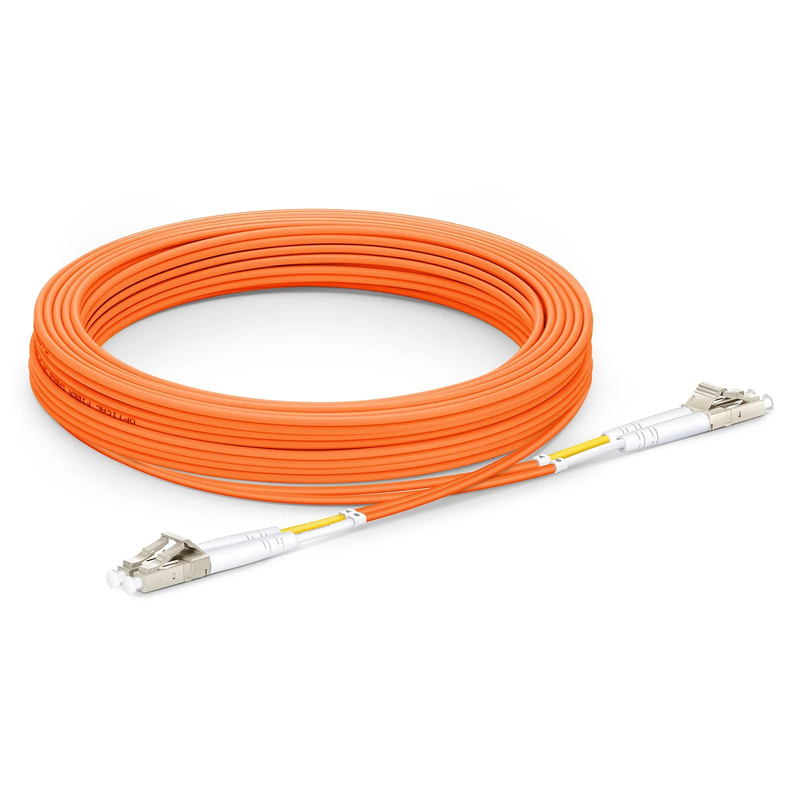 30m (98ft) Fiber Patch Cable, 2 Fibers, LC UPC Duplex to LC UPC Duplex, Multimode (OM2), Riser (OFNR), 2.0mm, Tight-Buffered, Orange