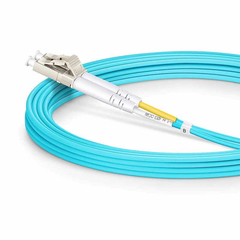 3m (10ft) Fiber Patch Cable, 2 Fibers, LC UPC Duplex to SC UPC Duplex, Multimode (OM3), Riser (OFNR), 2.0mm, Tight-Buffered, Aqua