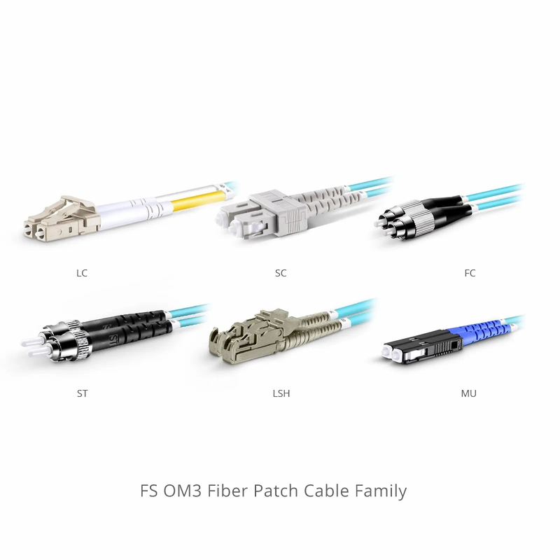 0.3m (0.98ft) Fiber Patch Cable, 2 Fibers, LC UPC Duplex to LC UPC Duplex, Multimode (OM3), Riser (OFNR), 2.0mm, Tight-Buffered, Aqua