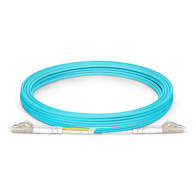 4m (13ft) Fiber Patch Cable, 2 Fibers, LC UPC Duplex to LC UPC Duplex, Multimode (OM3), Riser (OFNR), 2.0mm, Tight-Buffered, Aqua