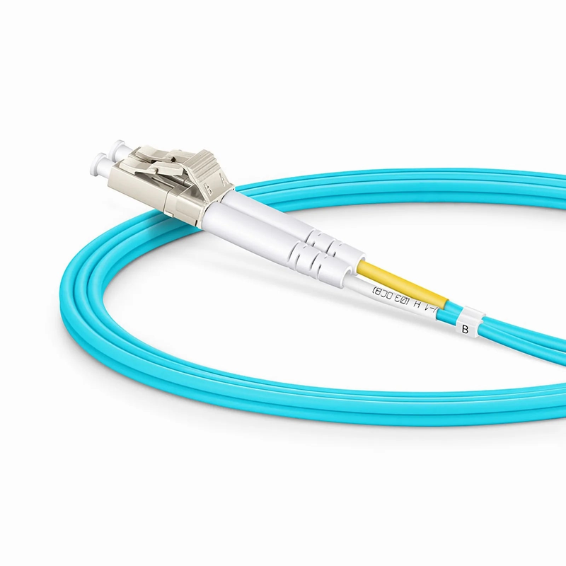 1m (3ft) Fiber Patch Cable, 2 Fibers, LC UPC Duplex to SC UPC Duplex, Multimode (OM3), Riser (OFNR), 2.0mm, Tight-Buffered, Aqua
