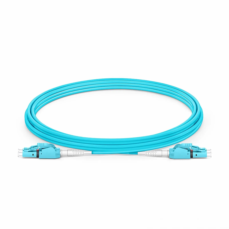 3m (10ft) Fiber Patch Cable, 2 Fibers, LC UPC Duplex to LC UPC Duplex Switchable Clip Uniboot, Multimode (OM4), Riser (OFNR), 2.0mm, Aqua