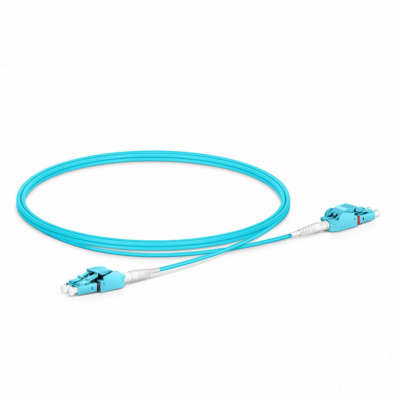 1m (3ft) Fiber Patch Cable, 2 Fibers, LC UPC Duplex to LC UPC Duplex Switchable Clip Uniboot, Multimode (OM4), Riser (OFNR), 2.0mm, Aqua