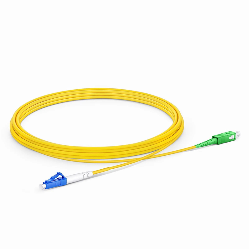 3m (10ft) Fiber Patch Cable, 1 Fiber, LC UPC Simplex to SC APC Simplex, Single Mode (OS2), Riser (OFNR), 2.0mm, Tight-Buffered, Yellow