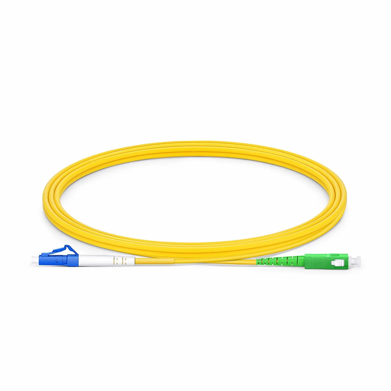 1.5m (5ft) Fiber Patch Cable, 1 Fiber, LC UPC Simplex to SC APC Simplex, Single Mode (OS2), Riser (OFNR), 2.0mm, Tight-Buffered, Yellow