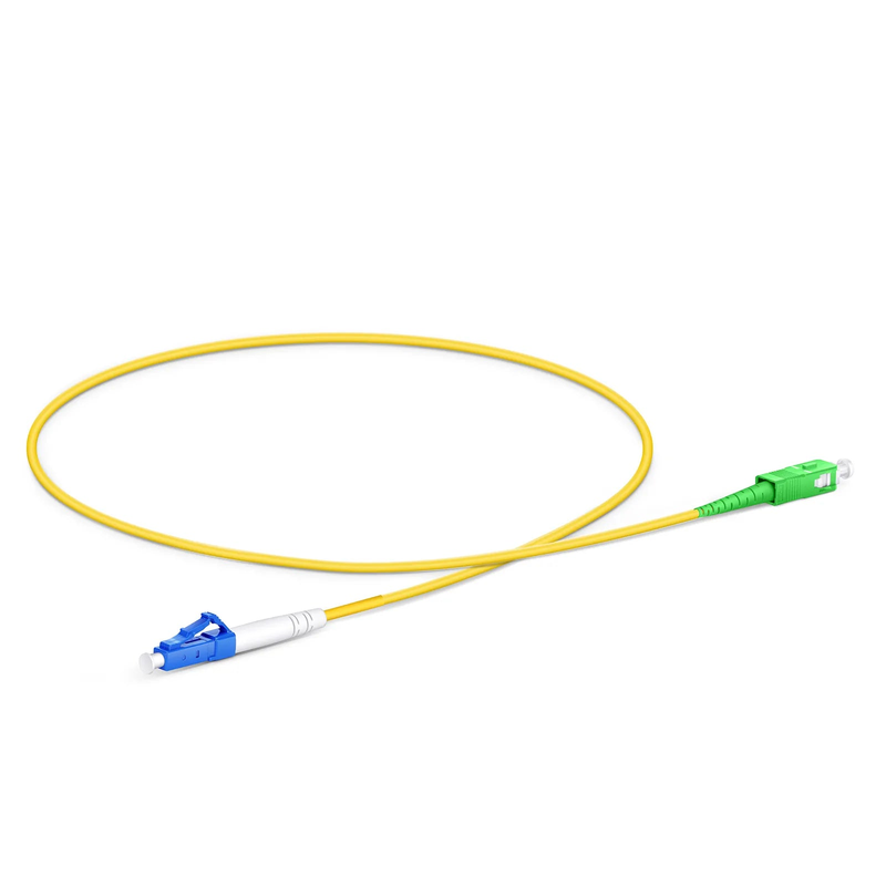 0.5m (1.6ft) Fiber Patch Cable, 1 Fiber, LC UPC Simplex to SC APC Simplex, Single Mode (OS2), Riser (OFNR), 2.0mm, Tight-Buffered, Yellow