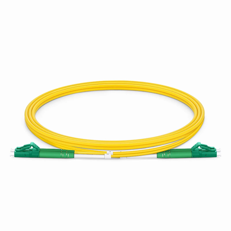 1m (3ft) Fiber Patch Cable, 2 Fibers, LC APC Duplex to LC APC Duplex, Single Mode (OS2), Riser (OFNR), 2.0mm, Tight-Buffered, Yellow