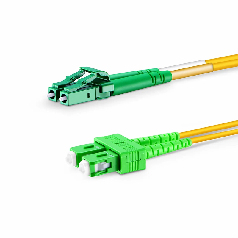 1m (3ft) Fiber Patch Cable, 2 Fibers, LC APC Duplex to SC APC Duplex, Single Mode (OS2), Riser (OFNR), 2.0mm, Tight-Buffered, Yellow