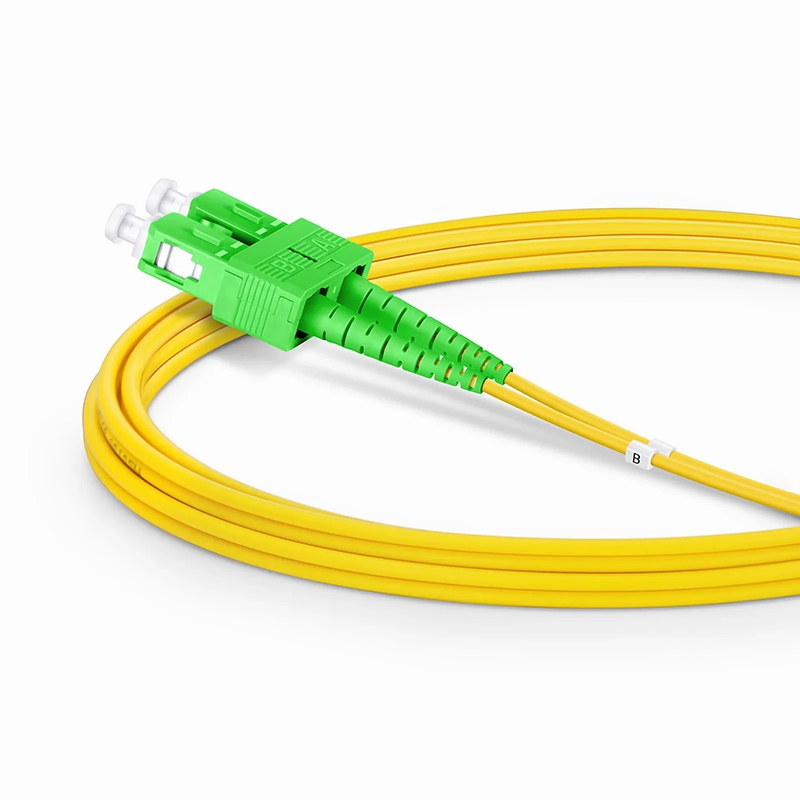 2m (7ft) Fiber Patch Cable, 2 Fibers, LC APC Duplex to SC APC Duplex, Single Mode (OS2), Riser (OFNR), 2.0mm, Tight-Buffered, Yellow