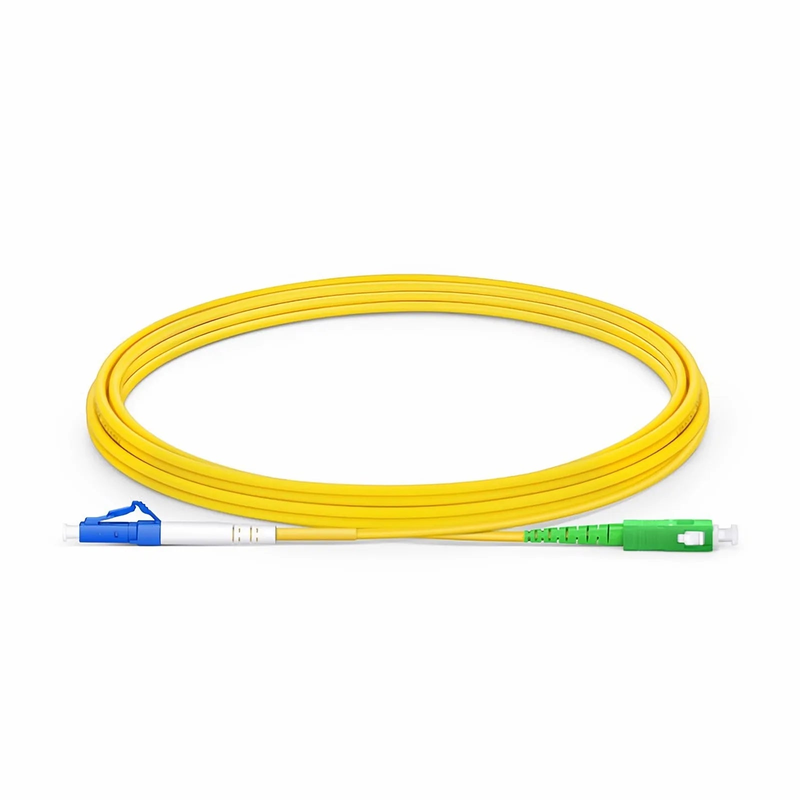 3m (10ft) Fiber Patch Cable, 1 Fiber, LC UPC Simplex to SC APC Simplex, Single Mode (OS2), Riser (OFNR), 2.0mm, Tight-Buffered, Yellow, 10 Pcs/Pack