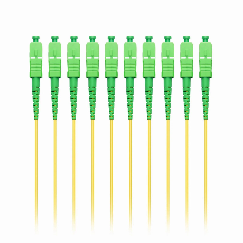 1m (3ft) Fiber Patch Cable, 1 Fiber, LC UPC Simplex to SC APC Simplex, Single Mode (OS2), Riser (OFNR), 2.0mm, Tight-Buffered, Yellow, 10 Pcs/Pack