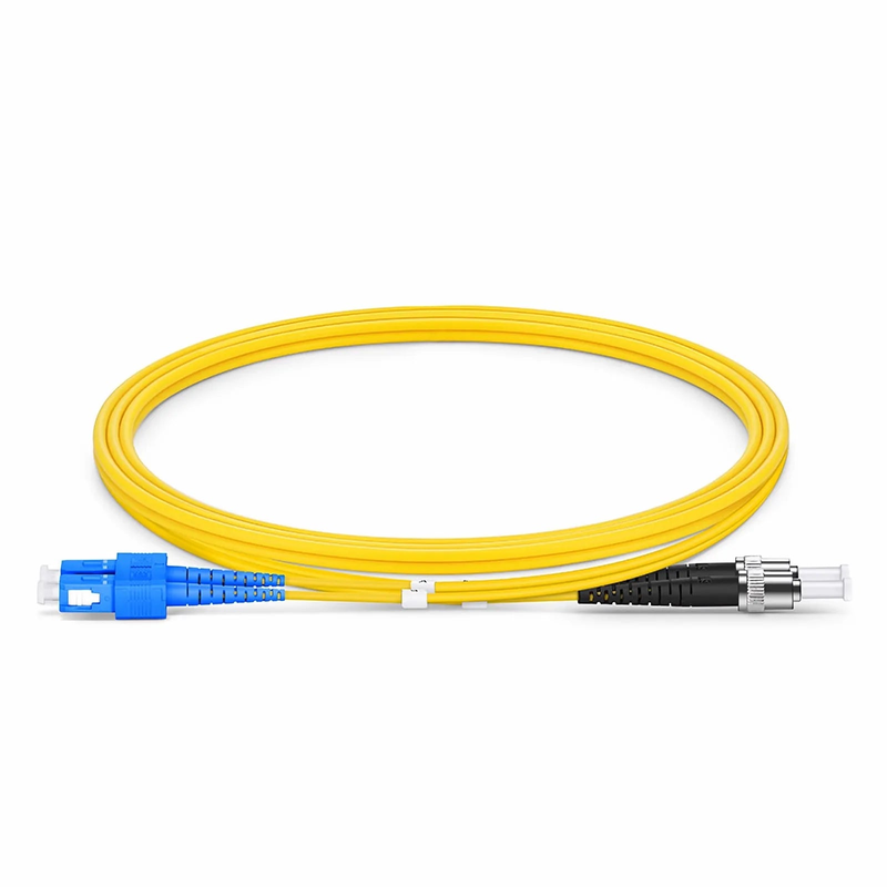 1m (3ft) Fiber Patch Cable, 2 Fibers, SC UPC Duplex to ST UPC, Single Mode (OS2), Riser (OFNR), 2.0mm, Tight-Buffered, Yellow