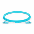 3m (10ft) Fiber Patch Cable, 2 Fibers, LC UPC Duplex to LC UPC Duplex Standard Clip Uniboot, Multimode (OM3), Riser (OFNR), 2.0mm, Aqua