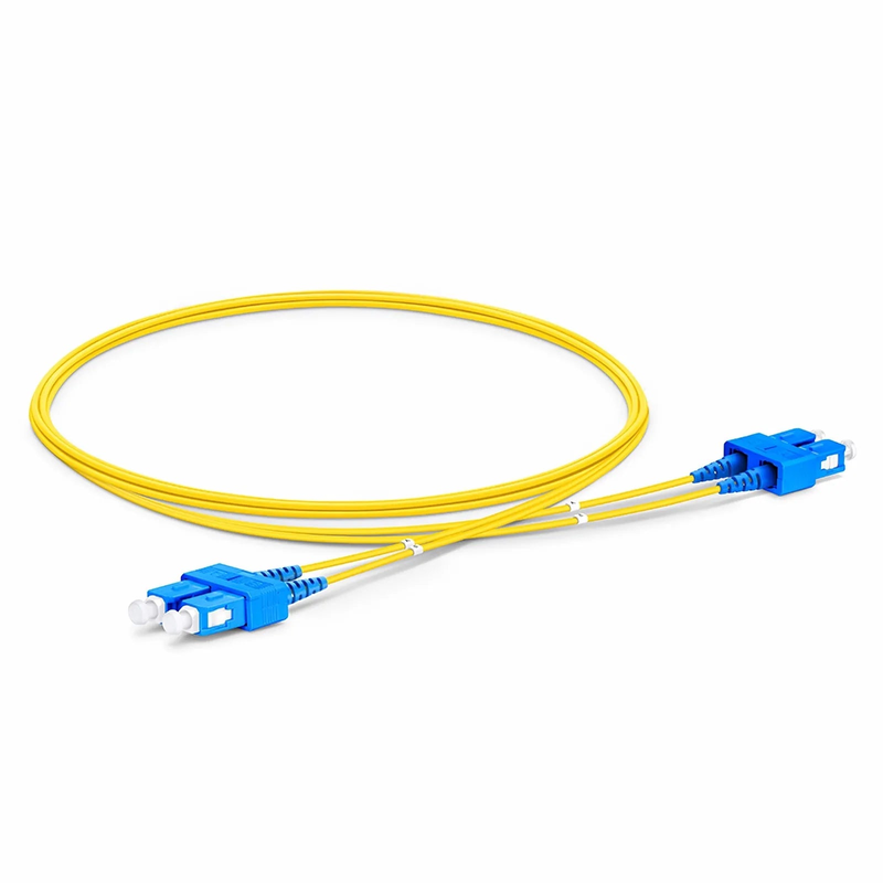2m (7ft) Fiber Patch Cable, 2 Fibers, SC UPC Duplex to SC UPC Duplex, Single Mode (OS2), Riser (OFNR), 1.2mm, Tight-Buffered, Yellow