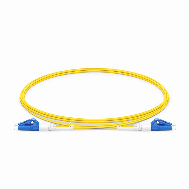 2m (7ft) Fiber Patch Cable, 2 Fibers, LC UPC Duplex to LC UPC Duplex, Single Mode (OS2), Riser (OFNR), 1.2mm, Tight-Buffered, Yellow