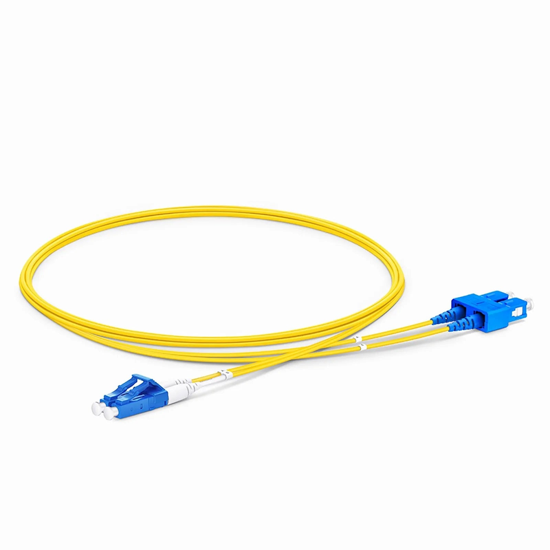 2m (7ft) Fiber Patch Cable, 2 Fibers, LC UPC Duplex to SC UPC Duplex, Single Mode (OS2), Riser (OFNR), 1.2mm, Tight-Buffered, Yellow