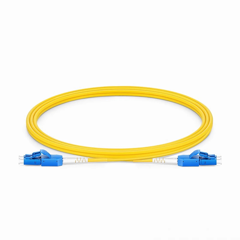 2m (7ft) Fiber Patch Cable, 2 Fibers, LC UPC Duplex to LC UPC Duplex Standard Clip Uniboot, Single Mode (OS2), Riser (OFNR), 2.0mm, Yellow