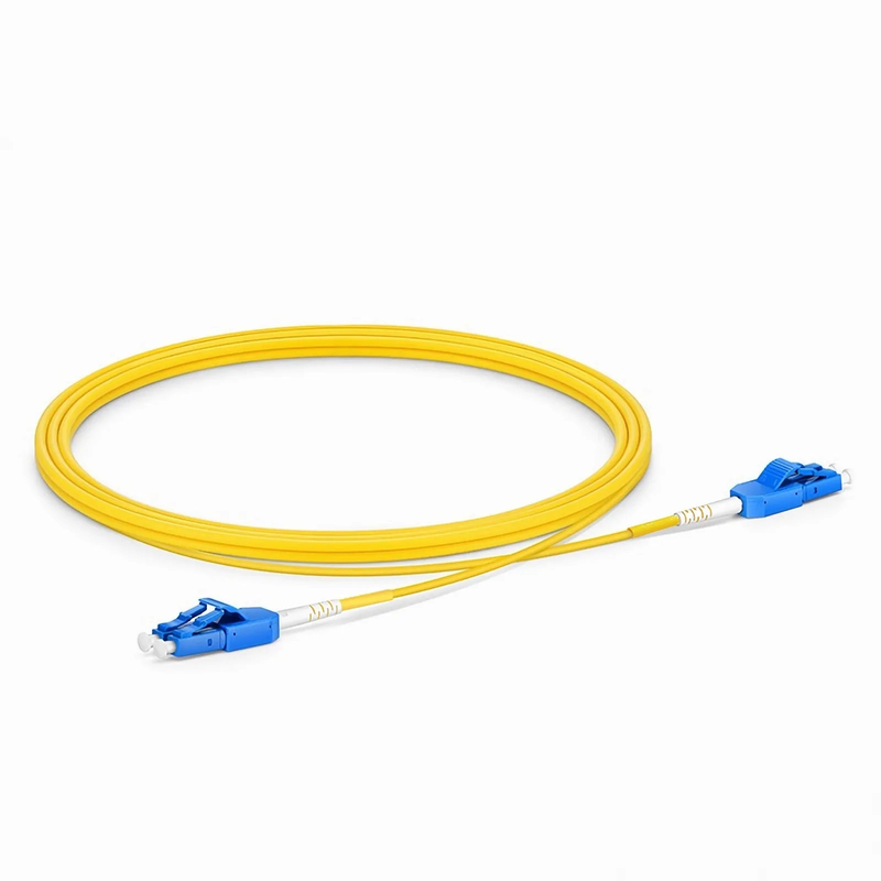 2m (7ft) Fiber Patch Cable, 2 Fibers, LC UPC Duplex to LC UPC Duplex Standard Clip Uniboot, Single Mode (OS2), Riser (OFNR), 2.0mm, Yellow