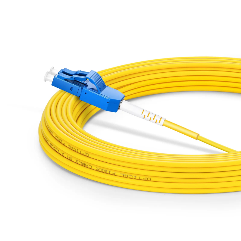 15m (49ft) Fiber Patch Cable, 2 Fibers, LC UPC Duplex to LC UPC Duplex Standard Clip Uniboot, Single Mode (OS2), Riser (OFNR), 2.0mm, Yellow