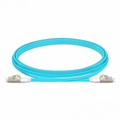 2m (7ft) Fiber Patch Cable, 2 Fibers, Short Boot, LC UPC Duplex to LC UPC Duplex, Multimode (OM4), Riser (OFNR), 2.0mm, Tight-Buffered, Aqua