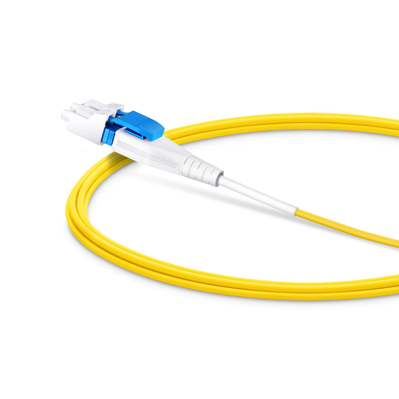 1.5m (5ft) Fiber Patch Cable, 2 Fibers, LC UPC Duplex to LC UPC Duplex Flat Clip Uniboot, Single Mode (OS2), Riser (OFNR), 1.6mm, Yellow